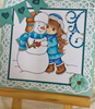 Little Lena Hugging Snowman Creative Imprints rubber stamp