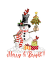 Merry & Bright Snowman holding Tree - Creative Imprints™ rubber stamp 2-piece set