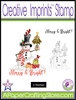 Merry & Bright Snowman holding Tree - Creative Imprints™ rubber stamp 2-piece set