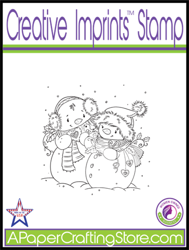 Fuzzy Snow Couple - Creative Imprints rubber stamp