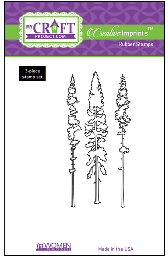 Tall Pine Trees - Creative Imprints rubber stamp 3-piece set