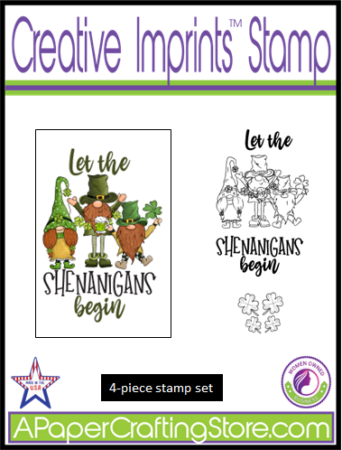 Let the Shenanigans Begin Gnome Creative Imprints 7-piece rubber stamp set