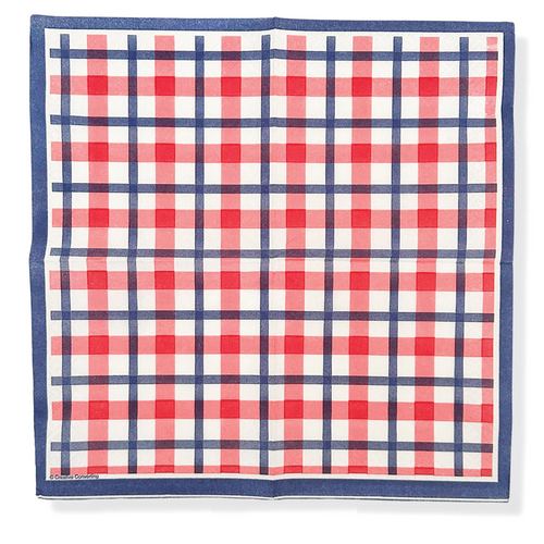 Red/White/Blue Plaid  - pack of 2 cocktail
