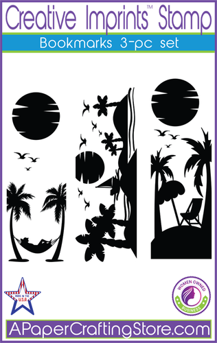 Bookmark Beach themed 3-pc stamp set