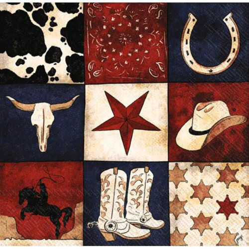Cowboy Collage - pack of 2 cocktail napkins