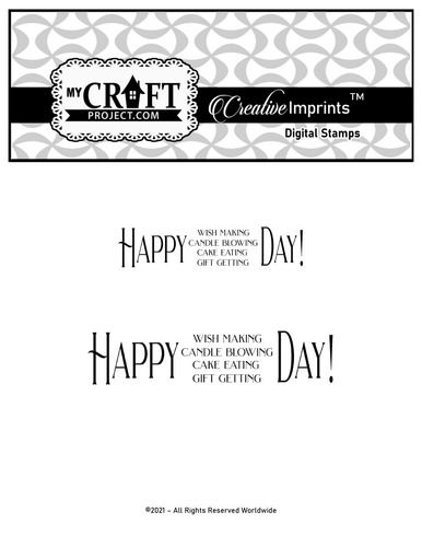 Happy Wish Making Day" (slimline style) Digital Imprint stamp