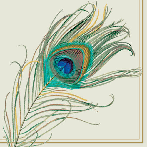 Peacock Feather - pack of 2 cocktail napkins