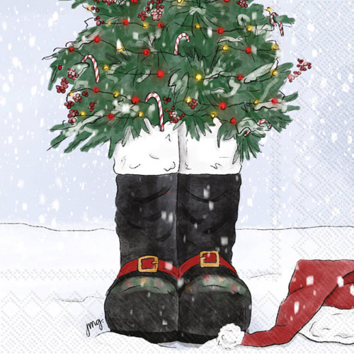 Santa Snow Boots - pack of 2 cocktail napkins