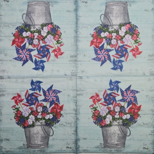 Patriotic Pinwheel Petunias - pack of 2 cocktail napkins