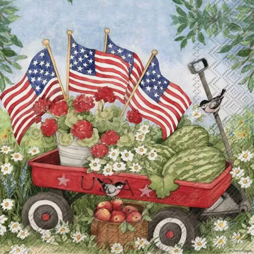 Patriotic Wagon - pack of 2 cocktail napkins