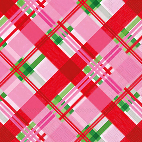Pink Plaid - pack of 2 cocktail napkins