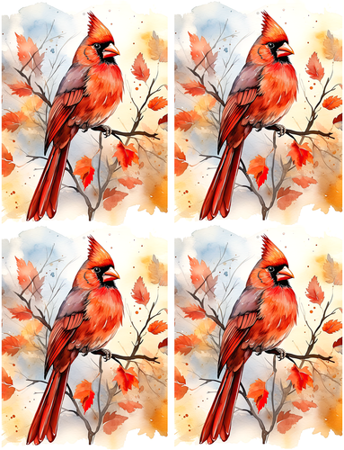 Cardinal Fall Watercolor