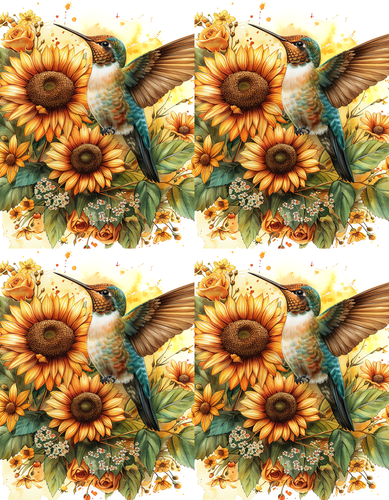 Hummingbird Fall Sunflowers Peel & Place