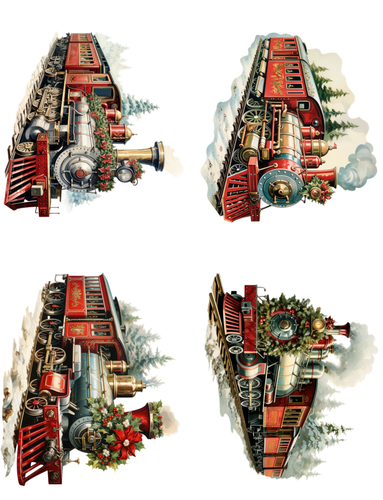 Old Christmas Train Peel & Place - 4 Different Images - ONLY AVAILABLE ONLINE