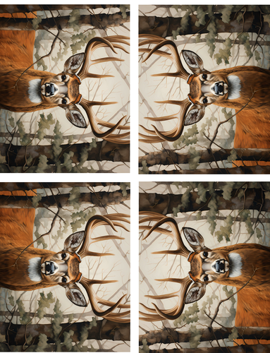 Buck Deer Watercolor Woods Peel & Place