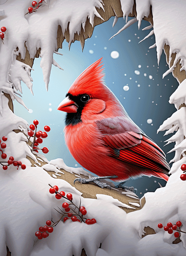 Cardinal with Snow Peel & Place - 4 Different Images - ONLY AVAILABLE ONLINE