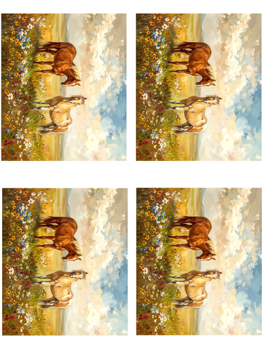 Horses in Wild Flower Meadow Peel & Place