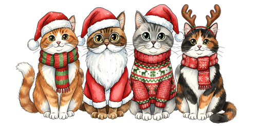 Christmas Cats Peel & Place - 4 Different Images - ONLY AVAILABLE ONLINE