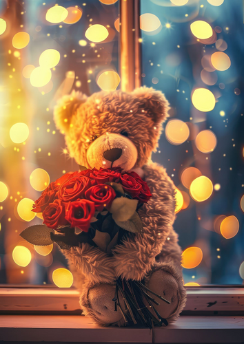 Teddy Bears & Roses Peel & Place - 4 Different Images - ONLY AVAILABLE ONLINE