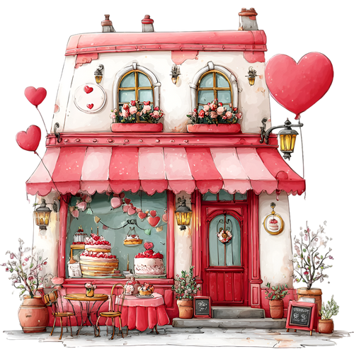 Cute Valentine Shop Peel & Place - 4 Different Images - ONLY AVAILABLE ONLINE