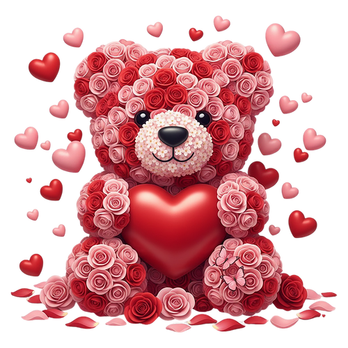 Rose Teddy Bear Peel & Place