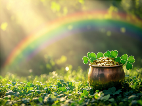 St Patrick's Day Pot of Gold with Rainbow Peel & Place