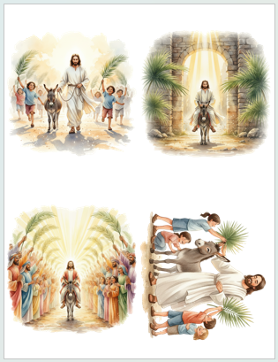 Jesus Palm Sunday Peel & Place 4 different images- ONLINE ONLY