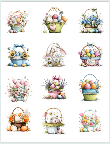 Easter Baskets 12 Images per sheet- ONLINE ONLY