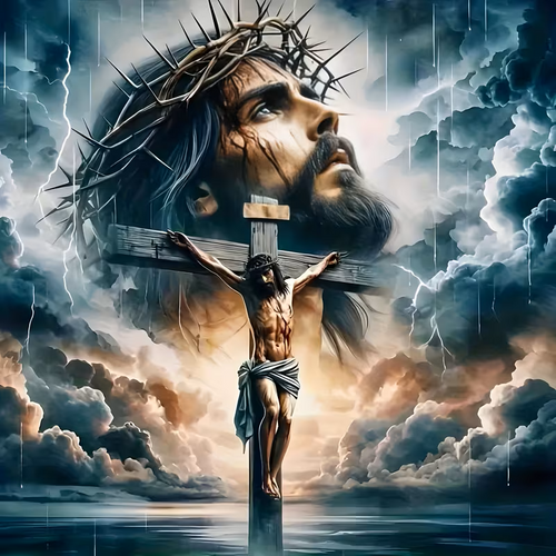Jesus on Cross w/ Lightening