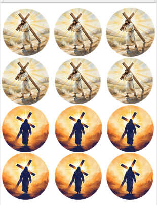 Jesus w/ Cross 2 images 12 per sheet- ONLINE ONLY
