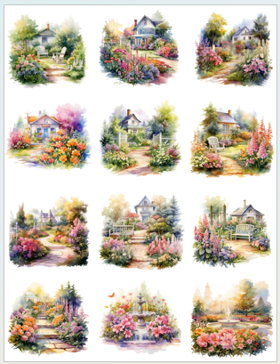Floral Garden 12 images per sheet square - ONLINE ONLY