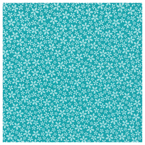 Teal Flowers-Single-Side Scrapbook Paper (12x12)