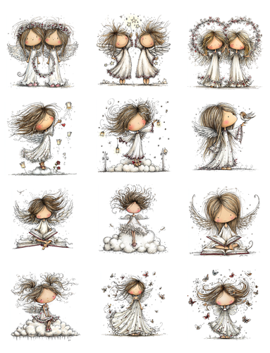 Little Girl Angels 12 Round Peel & Place