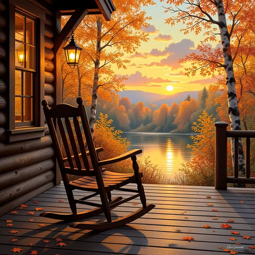 Autumn Cabin Porch Peel & Place
