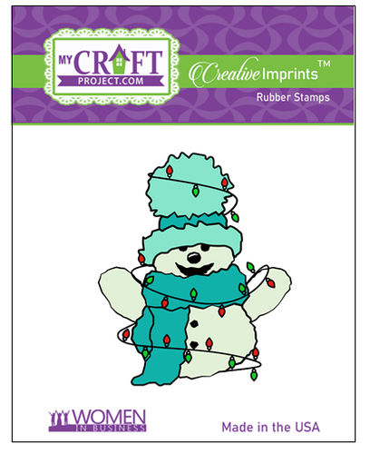 Warm & Fuzzy Tangled in Lights Snowman Creative Imprints rubber stamp