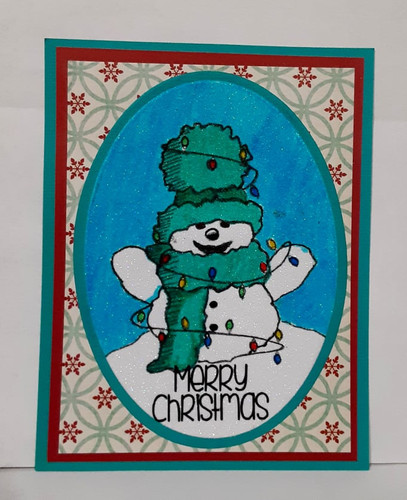Warm & Fuzzy Tangled in Lights Snowman Creative Imprints rubber stamp