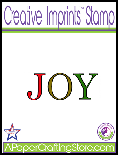 Gnome's "JOY" Creative Imprints rubber stamp