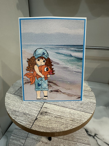 Little Lena Fishin' Lena Creative Imprints background rubber stamp