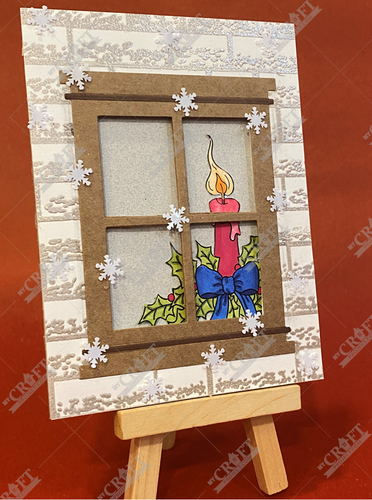 Lit Candle with Holly Creative Imprints rubber stamp