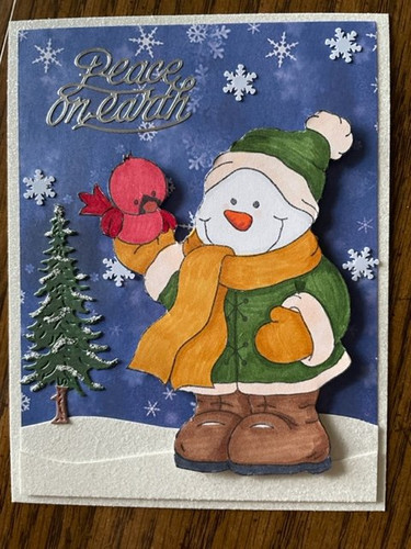 Little Lena Snowman with Bird Creative Imprints rubber stamp