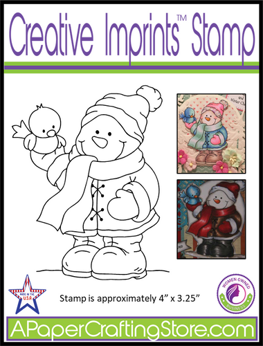Little Lena Snowman with Bird Creative Imprints rubber stamp