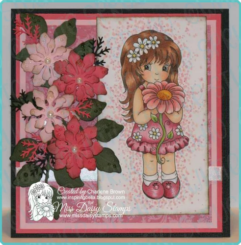 Little Lena holding Large Daisy Creative Imprints rubber stamp