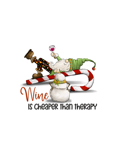 Wine is Cheaper than Therapy Gnome - Creative Imprints rubber stamp 2-piece set