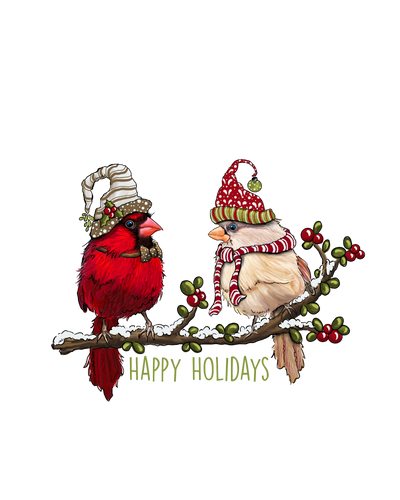 Happy Holidays Cardinals - Creative Imprints rubber stamp 2-piece set