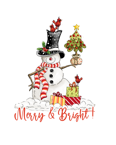 Merry & Bright Snowman holding Tree - Creative Imprints™ rubber stamp 2-piece set