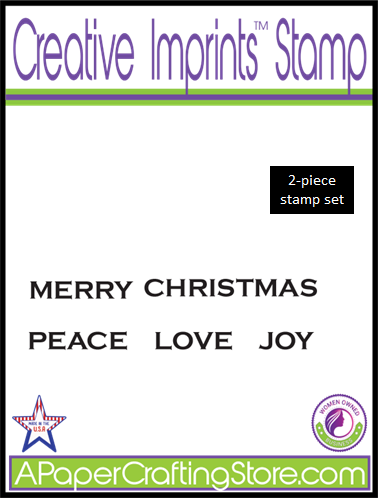 MERRY CHRISTMAS and PEACE LOVE JOY - Creative Imprints rubber stamp 2-piece set
