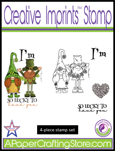 I'm so lucky to have you Gnomes Creative Imprints 4-piece rubber stamp set