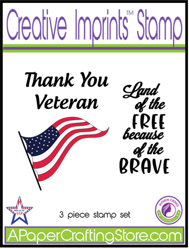 Thank You Veteran Creative Imprints rubber stamp 3-pc set