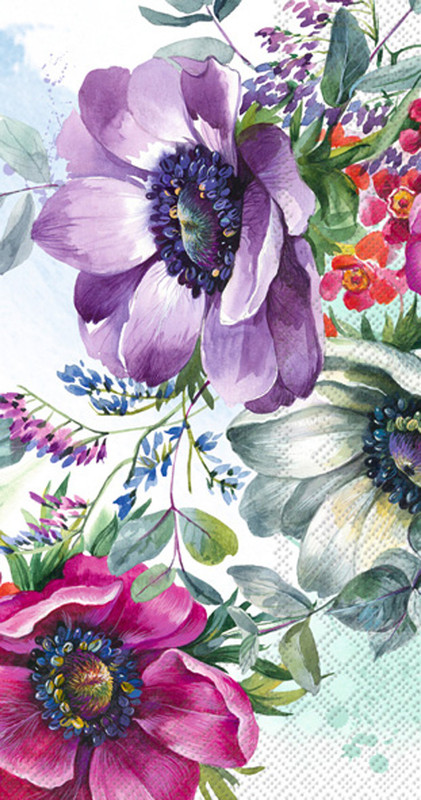 Nora Bunch (Purple Flowers)  - pack of 2 Guest/Dinner napkins