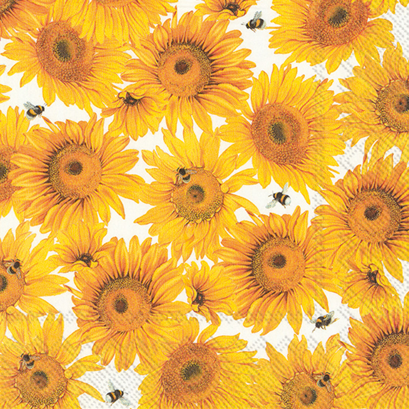 Sunflowers & Bees - pack of 2 guest/dinner napkins
